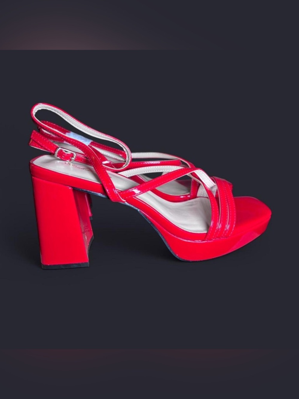 Patent Red Strappy Slingback Heels